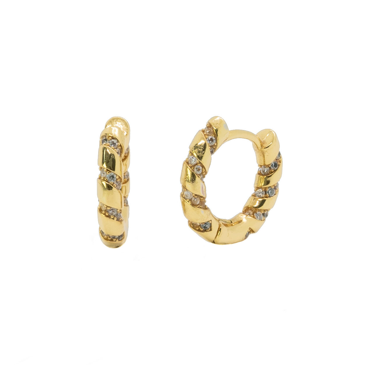 High-resolution image of Alice Hoop Earrings - Steel with 18k gold plating.