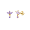 "High-resolution image of Lotus - gold lilac - Embrace the beauty of nature with our Lotus Earrings. Their unique design adds a touch of elegance to any outfit. Details: Sterling silver 925 Pure zirconias Ear Climber "